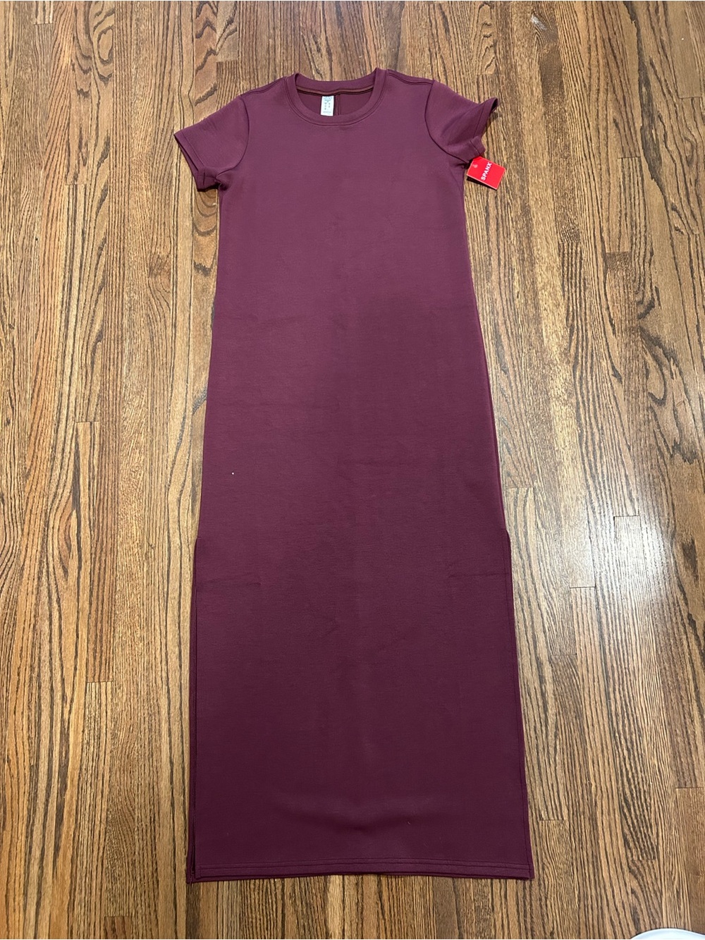 NWT Spanx AirEssentials Mulberry Maxi Dress XS Short Sleeve Soft Stretch